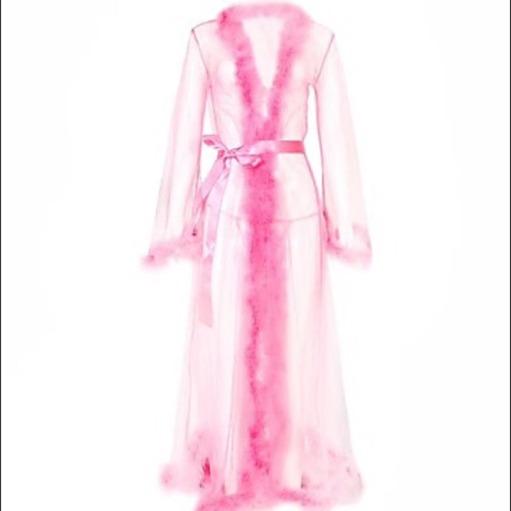 Lace robe pink fur